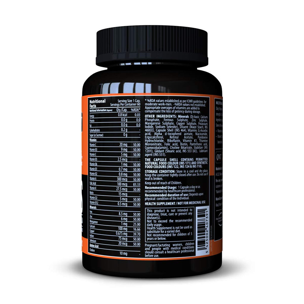 QNT Daily Vitamins | 60 Caps | High Iron, Magnesium & Lycopene | Comprehensive Multivitamin for Immunity, Energy & Daily Wellness | 100% Veg