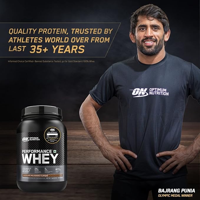 Optimum Nutrition (ON) Performance Whey Protein Powder, 24g Protein, 5g BCAA, Whey Protein Blend with Whey Protein Isolate
