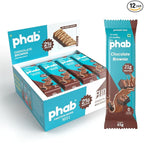 Phab Chocolate Brownie Protein Bar with 21g Protein, 8g High Fibre & 0 Added Sugar 100% Vegetarian | Healthy & Tasty Protein bars | Trans Fat-Free & No Preservatives Protein bars (Pack of 12 x 65g)