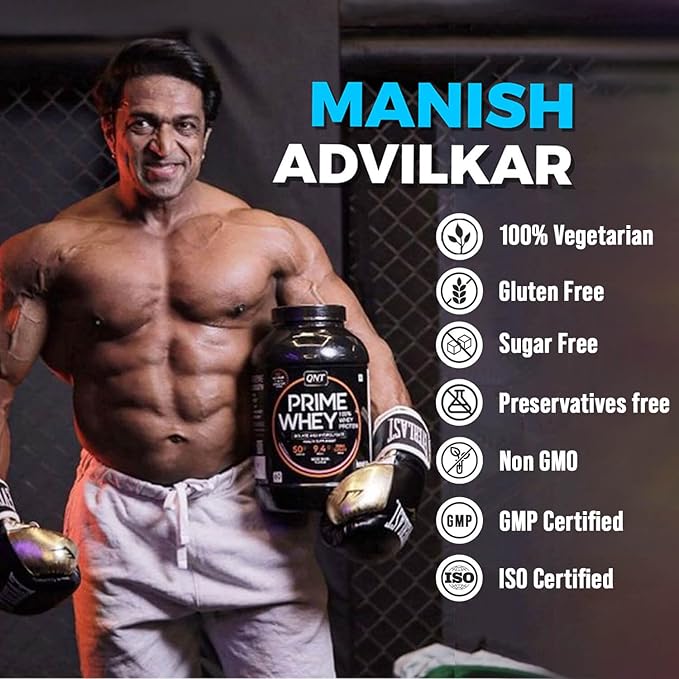 QNT Prime Whey Protein Powder | Triple Blend of Whey Isolate, Concentrate & Hydrolysate | 25g Protein, 5.9g BCAA per Scoop | Best Whey Protein Powder for Men & Women