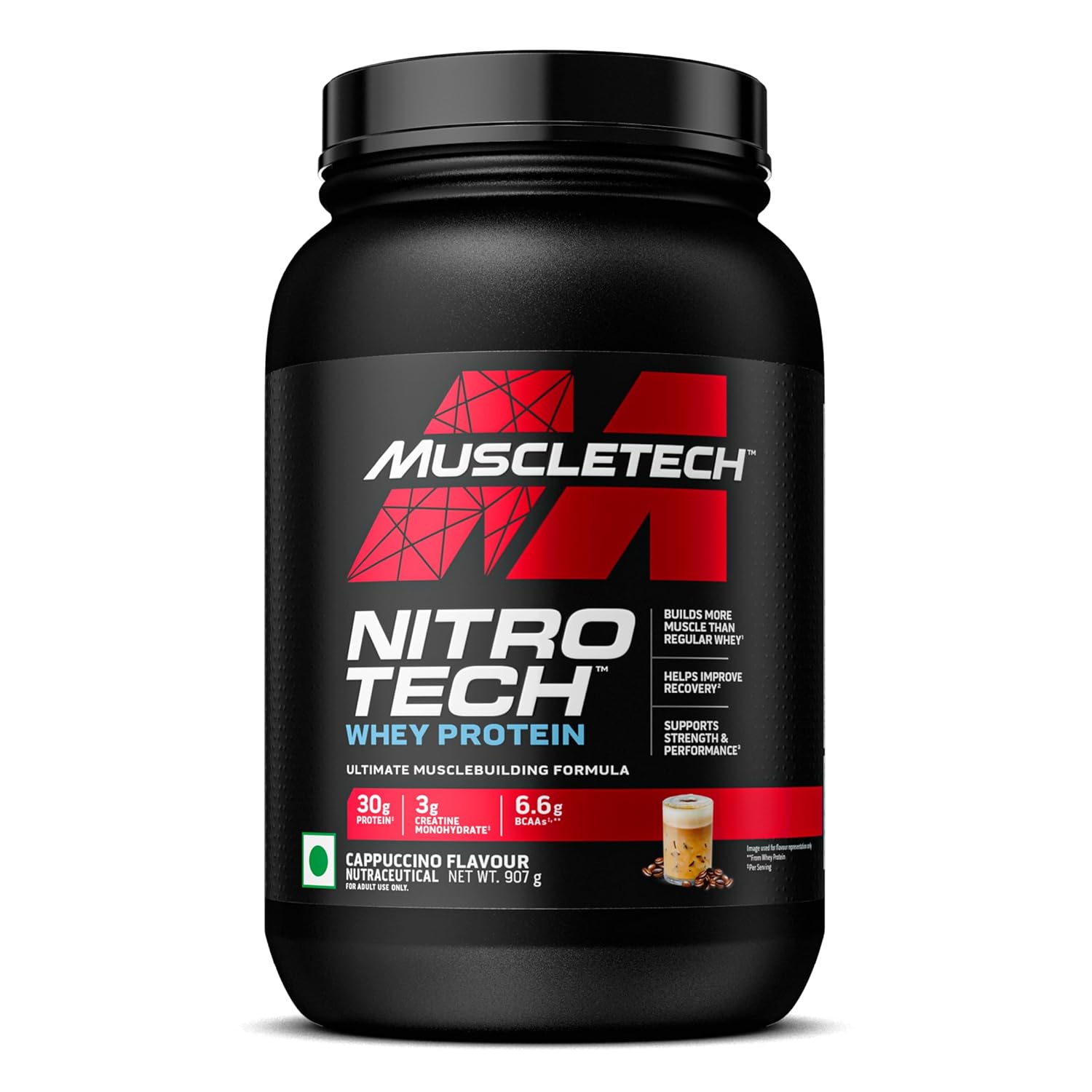 MuscleTech Nitro-Tech Whey Protein, 30g Protein, 3g creatine monohydrate, 6.7g BCAA, ultimate muscle building formula, increase strength & performance