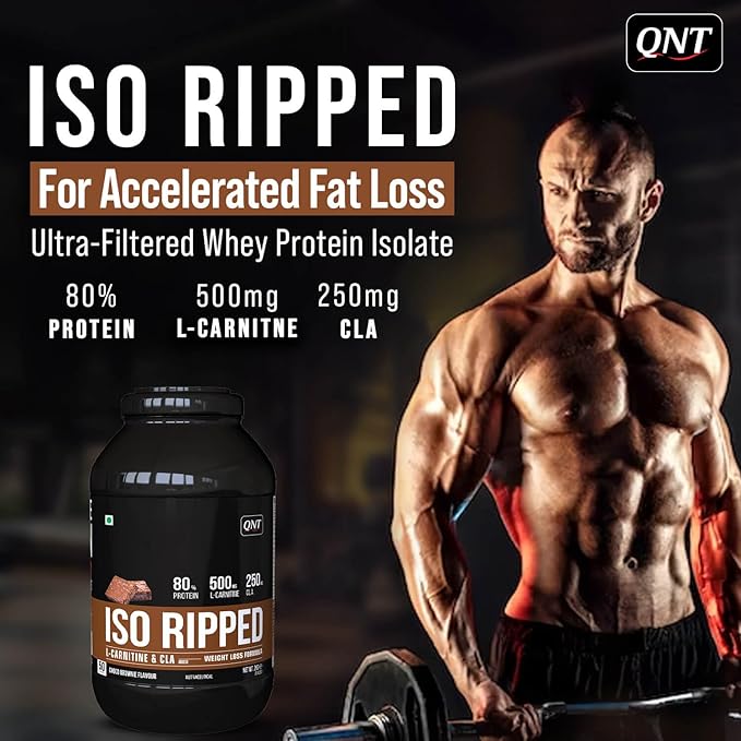 QNT ISO Ripped Whey Protein Isolate Powder | With L-Carnitine & CLA | 32g Pure Whey Isolate per Serving | Supports Lean Muscle Growth & Weight Loss