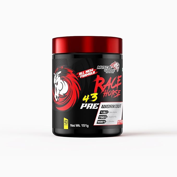 Race Horse Pre-Workout | Energy, Focus, Strength & Muscle Pump Booster – 43 Servings| Explosive Performance Supplement