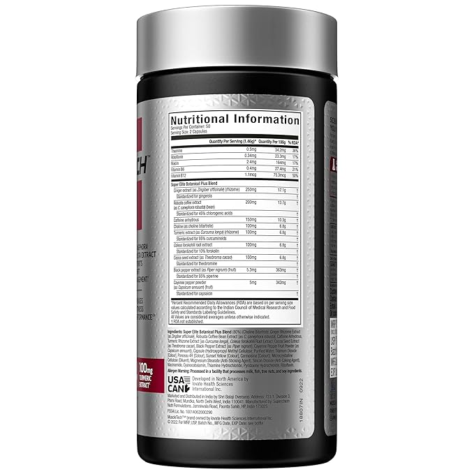 MuscleTech, Hydroxycut Hardcore, Super Elite, Supports Fat Metabolism - Pack of 100 Veggie Capsules, 170 grams