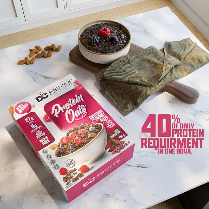 DOCTORS CHOICE Oats, High Protein Oats, 27G Pure Protein Breakfast Cereals, Rich in Fiber, No Additives and No Refine Sugar
