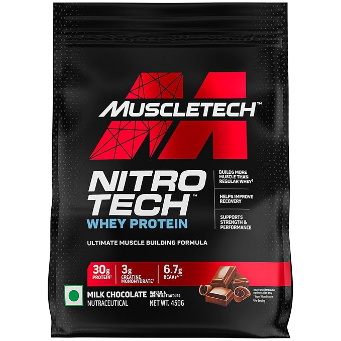 MuscleTech Nitro-Tech Whey Protein, 30g Protein, 3g creatine monohydrate, 6.7g BCAA, ultimate muscle building formula, increase strength & performance