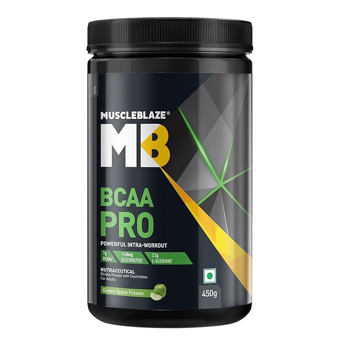MuscleBlaze BCAA Pro Powder, Powerful Intra Workout | With 7g BCAAs, 1168mg Electrolytes & 2.5g Glutamine