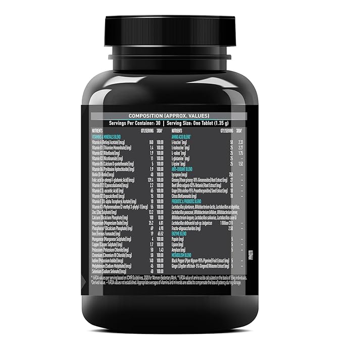 MuscleBlaze MB-Vite Daily Multivitamin | With 51 Ingredients & 6 Blends, Vitamins & Minerals, Prebiotic & Probiotics, Amino Acid Blends | For Energy, Stamina & Recovery