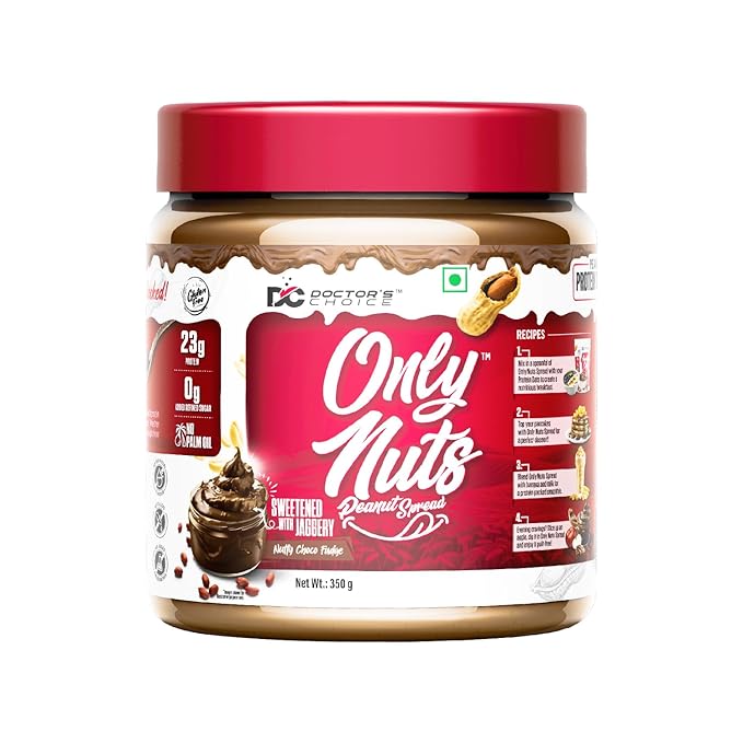 DC Doctors Choice High Protein Crunchy Peanut Butter, Only Nuts, Dark Chocolate Flavour, Gluten-Free, Zero Trans Fat, Vegan, Chocolate Fudge
