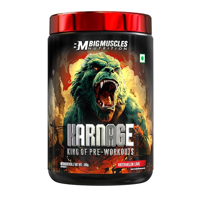 Bigmuscles Nutrition Karnage Pre workout (60 Servings, Sex On the Beach) | Pre-workout Supplement Supports to Improve Focus, Strength, Energy and Pump, Banned Substance Tested, Dope Free, 300g