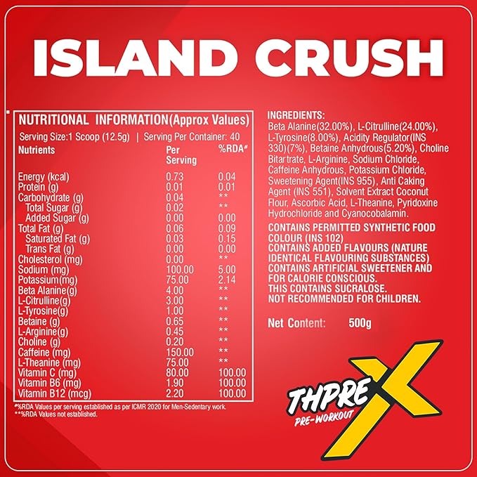 Healthfarm Thpre X Pre Workout Powder| Sports Nutrition Supplement for Men & Women - For Working Out, Hydration, Mental Focus & Energy - 40 Servings