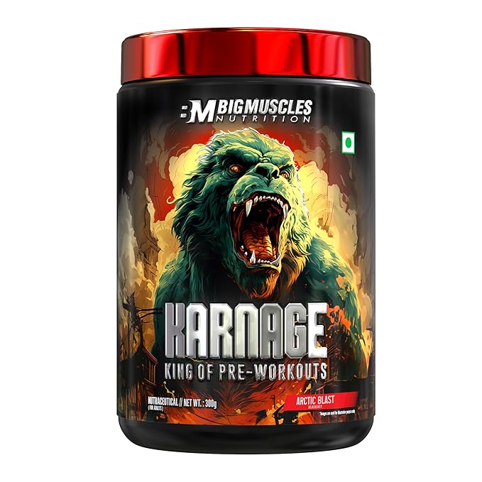 Bigmuscles Nutrition Karnage Pre workout (60 Servings, Sex On the Beach) | Pre-workout Supplement Supports to Improve Focus, Strength, Energy and Pump, Banned Substance Tested, Dope Free, 300g