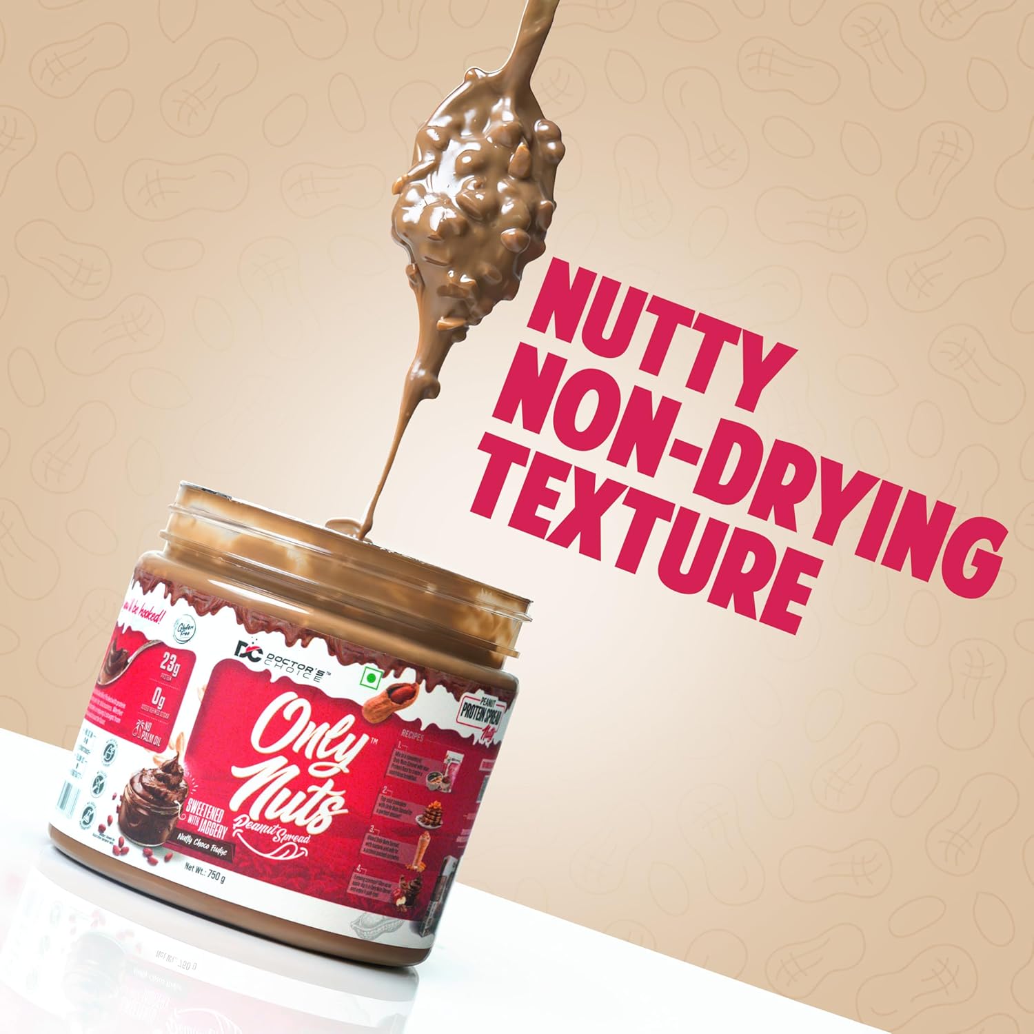 DC Doctors Choice High Protein Crunchy Peanut Butter, Only Nuts, Dark Chocolate Flavour, Gluten-Free, Zero Trans Fat, Vegan, Chocolate Fudge