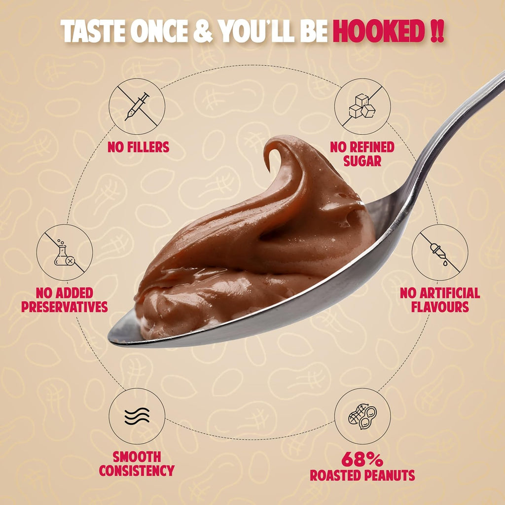 DC Doctors Choice High Protein Crunchy Peanut Butter, Only Nuts, Dark Chocolate Flavour, Gluten-Free, Zero Trans Fat, Vegan, Chocolate Fudge