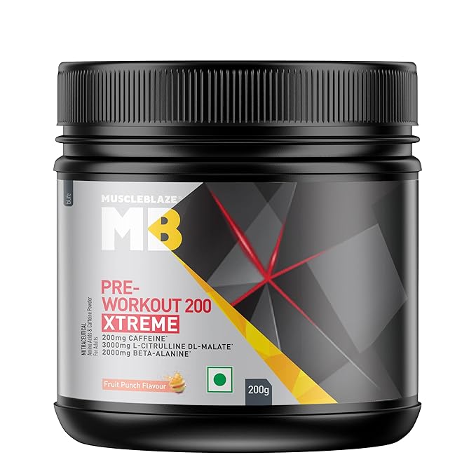 MuscleBlaze Pre Workout 200 Xtreme Powder,200mg Caffeine, 3000mg Citrulline
