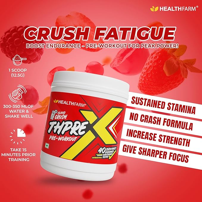 Healthfarm Thpre X Pre Workout Powder| Sports Nutrition Supplement for Men & Women - For Working Out, Hydration, Mental Focus & Energy - 40 Servings