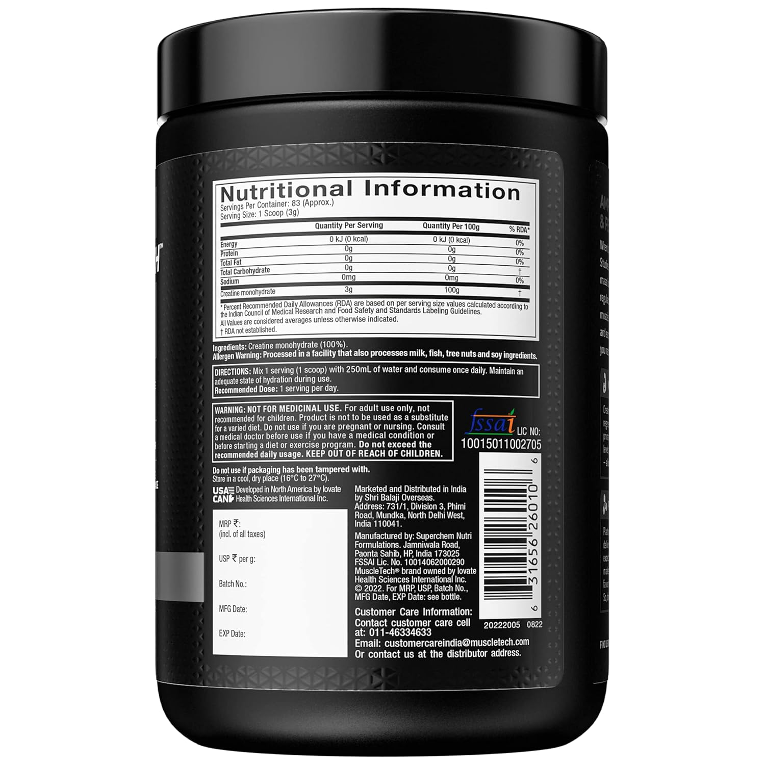 MuscleTech Platinum Creatine Monohydrate Powder | 3 g Creatine Per Serving | Supports Strength, Power & Muscle Recovery