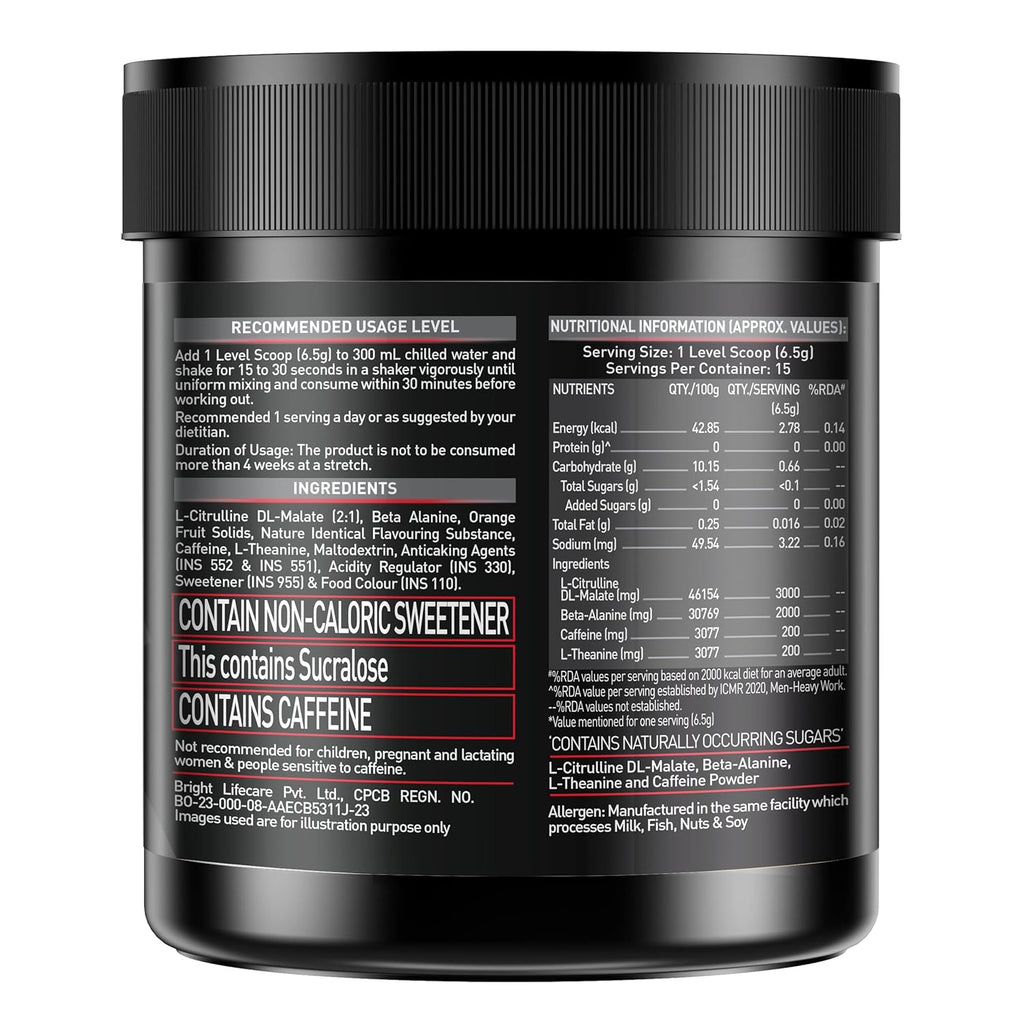 MuscleBlaze Pre Workout 200 Xtreme Powder,200mg Caffeine, 3000mg Citrulline