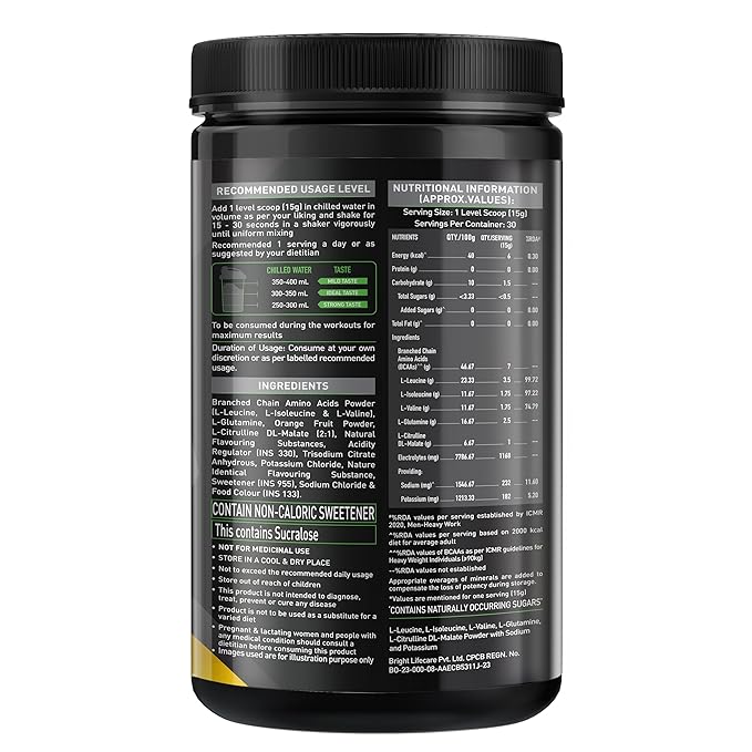 MuscleBlaze BCAA Pro Powder, Powerful Intra Workout | With 7g BCAAs, 1168mg Electrolytes & 2.5g Glutamine