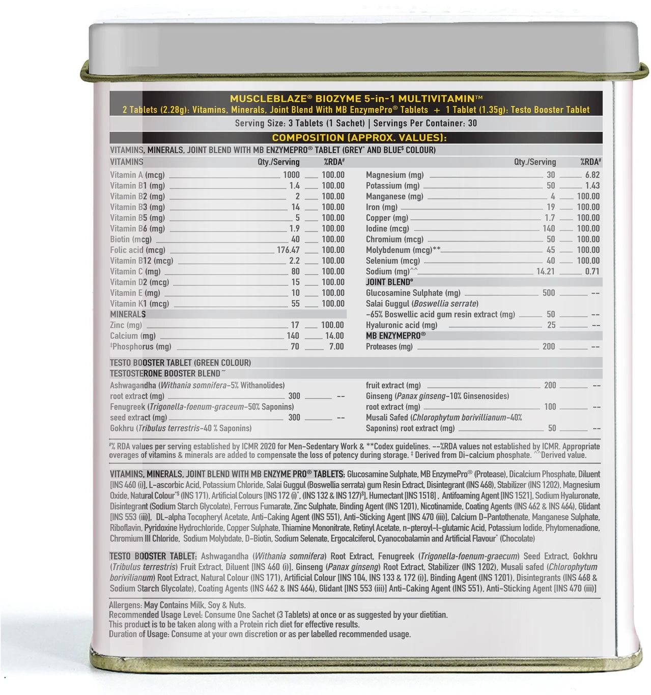 MuscleBlaze Biozyme 5-in-1 Multivitamin - 90 Tabs