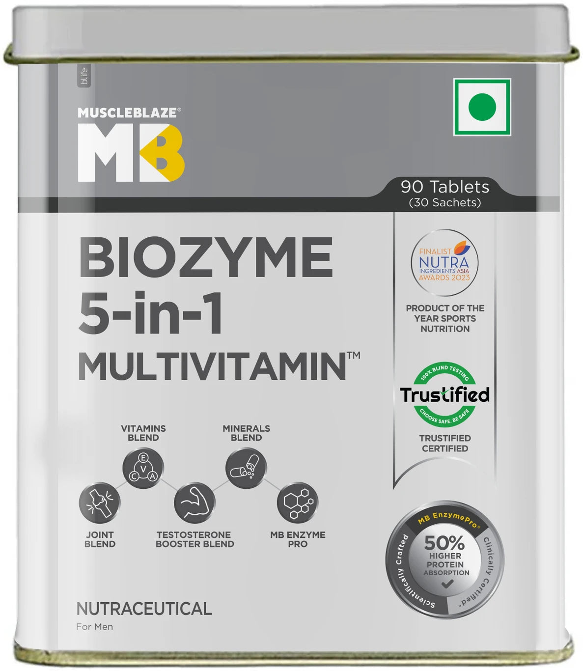 MuscleBlaze Biozyme 5-in-1 Multivitamin - 90 Tabs
