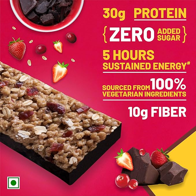 RiteBite Max Protein Ultimate Choco Berry 30g Protein Bars [Pack of 12] Protein Blend, Fiber, Vitamins & Minerals, No Preservatives, 100% Veg, No Added Sugar, For Energy, Fitness & Immunity
