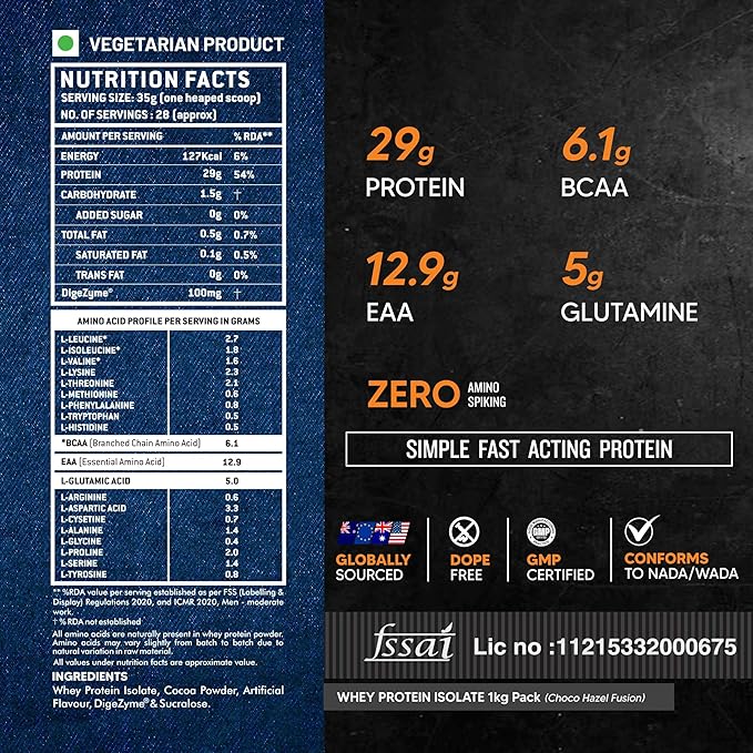 AS-IT-IS ATOM Whey Protein Isolate 1kg | 29g protein, 6.1g BCAA & 12.9g EAA | Ultra Pure-Fast Acting Protein