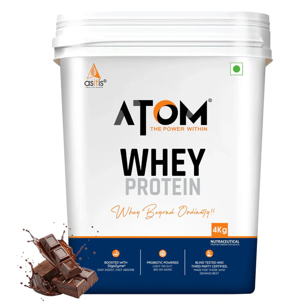 AS-IT-IS ATOM Whey Protein  | 27g protein | Isolate & Concentrate | USA Labdoor Certified | With Digestive Enzymes for better absorption
