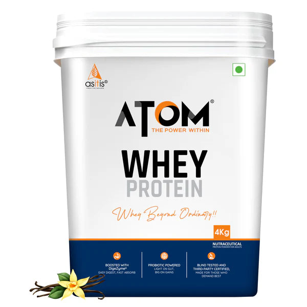 AS-IT-IS ATOM Whey Protein  | 27g protein | Isolate & Concentrate | USA Labdoor Certified | With Digestive Enzymes for better absorption