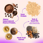ALPINO 22% High Protein Super  Rolled Oats, Natural Peanut Butter, Cocoa Powder, Nuts & Seeds – 22g Protein, Source of Dietary Fibre & Healthy Fats, No Added Sugar & Salt