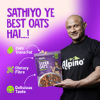 ALPINO 22% High Protein Super  Rolled Oats, Natural Peanut Butter, Cocoa Powder, Nuts & Seeds – 22g Protein, Source of Dietary Fibre & Healthy Fats, No Added Sugar & Salt