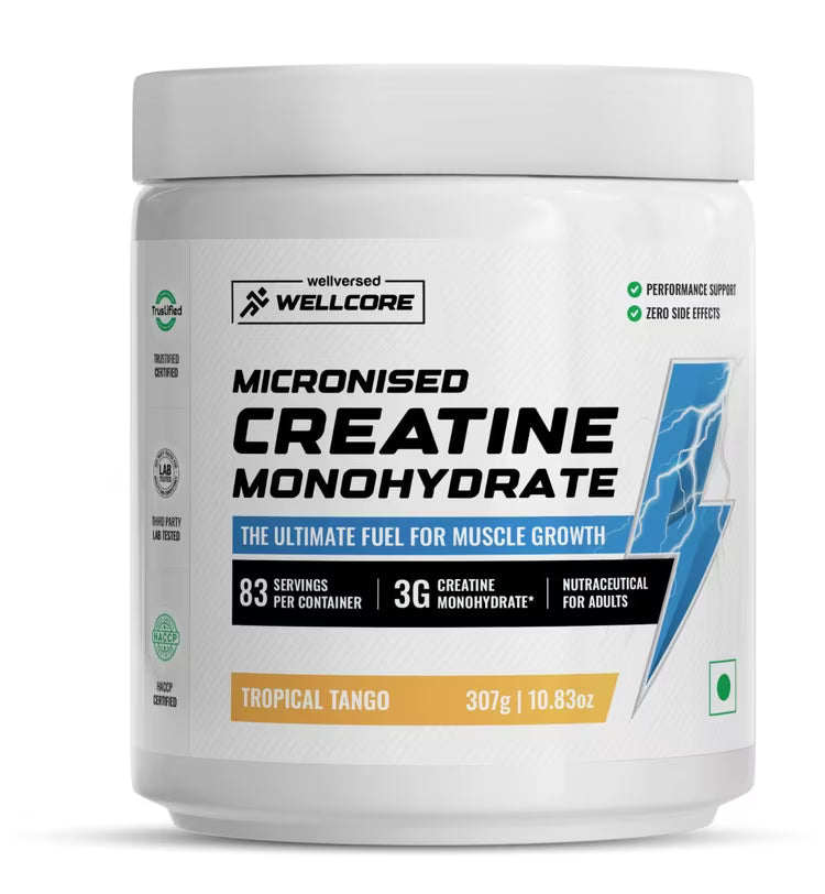 Wellcore Pure Micronised Creatine Powder (83 Servings, Unflavoured) For Enhanced Muscle Strength With Rapid Absorption | Creatine Monohydrate | Wellcore Creatine Unflavoured - 250g