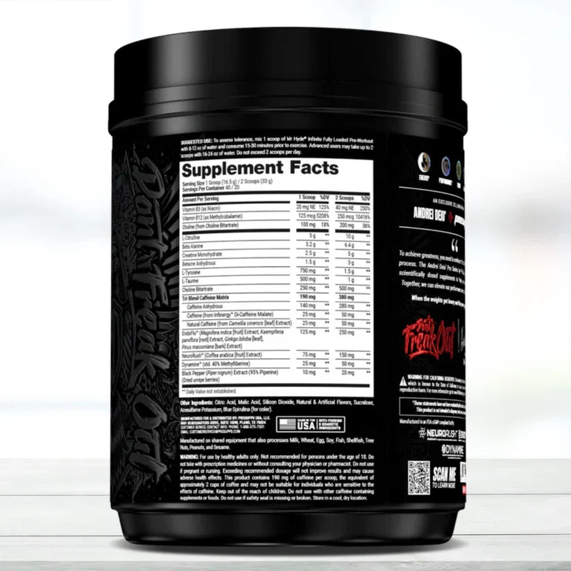 Mr. HYDE Infinite Pre-Workout | Fully Dosed Formula | 50 Servings | High Energy & Focus | Official Imported