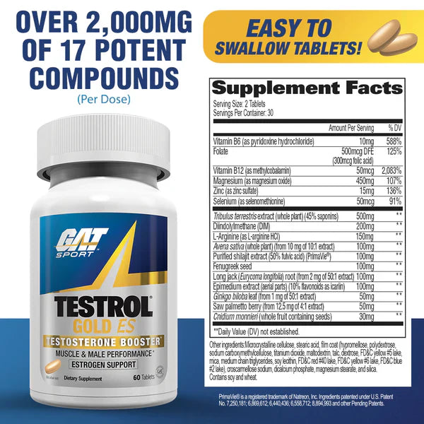 GAT Testrol Gold ES 60 Tablets – Dietary Supplement