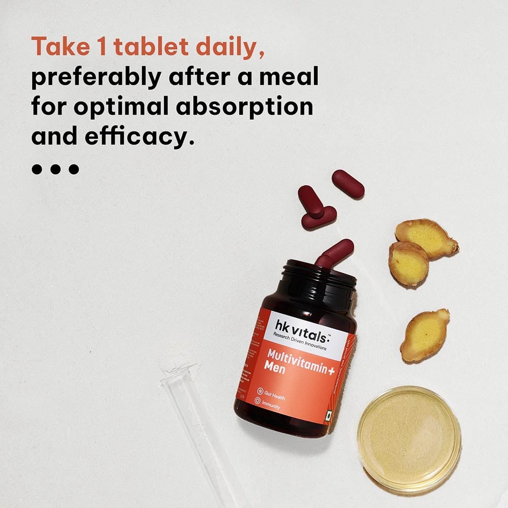 hk vitals Multivitamin Plus Men | Daily Multivitamin for Men, For Energy, Stamina, Immunity, Gut, Heart, Bone & Muscle Health