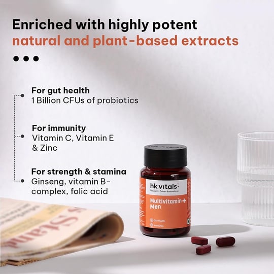 hk vitals Multivitamin Plus Men | Daily Multivitamin for Men, For Energy, Stamina, Immunity, Gut, Heart, Bone & Muscle Health
