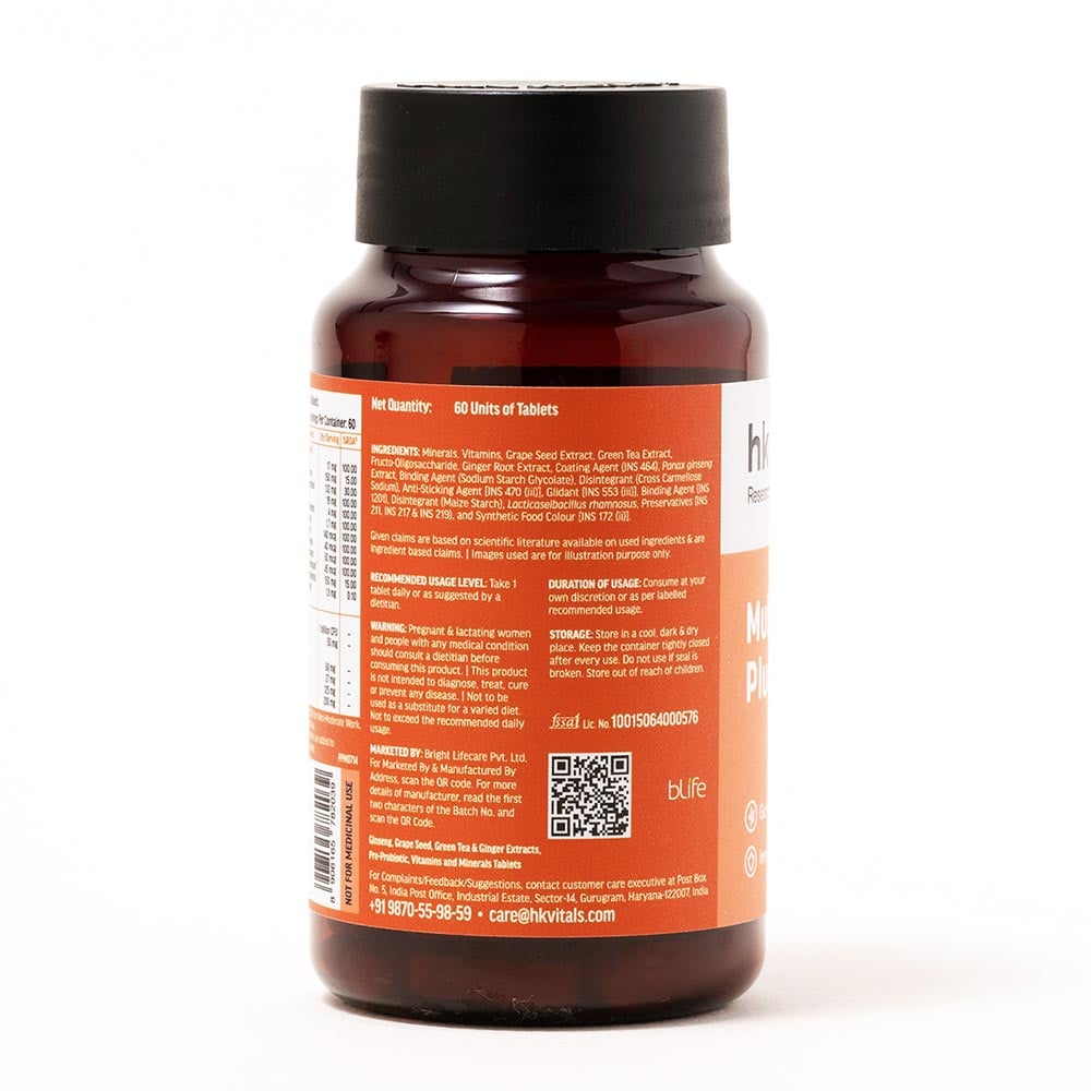 hk vitals Multivitamin Plus Men | Daily Multivitamin for Men, For Energy, Stamina, Immunity, Gut, Heart, Bone & Muscle Health