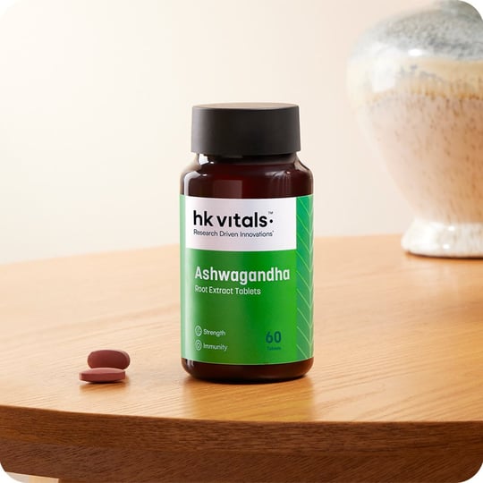 hk vitals Ashwagandha Plus with Tulsi Extract 500mg (60 Tablets) | Improves Muscles Strength | Energy and Immunity Booster