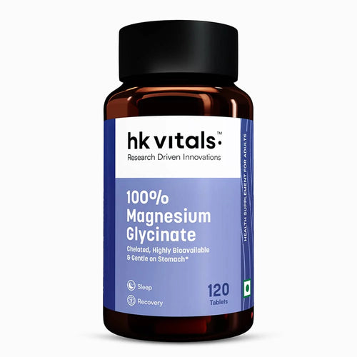 hk vitals 100% Magnesium Glycinate (1880mg) 120 Tablets | For Better Sleep Quality & Muscle Recovery