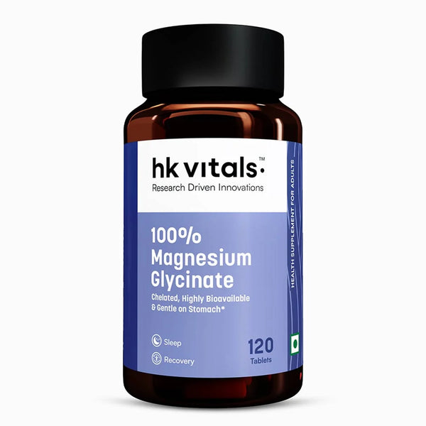 hk vitals 100% Magnesium Glycinate (1880mg) 120 Tablets | For Better Sleep Quality & Muscle Recovery