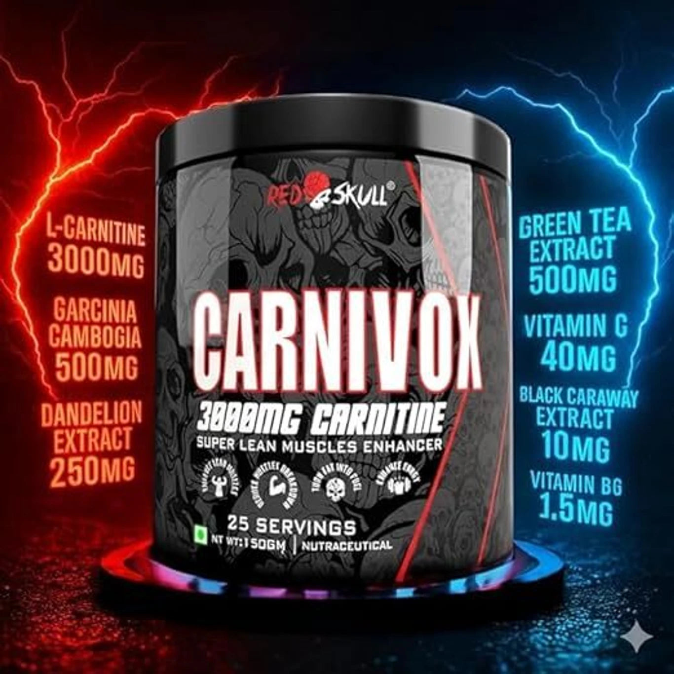 redskull nutrition CARNIVOX 3000MG L CARNITINE |Triple Strength Formula |Fast-Acting for Fat Loss Pre Workout