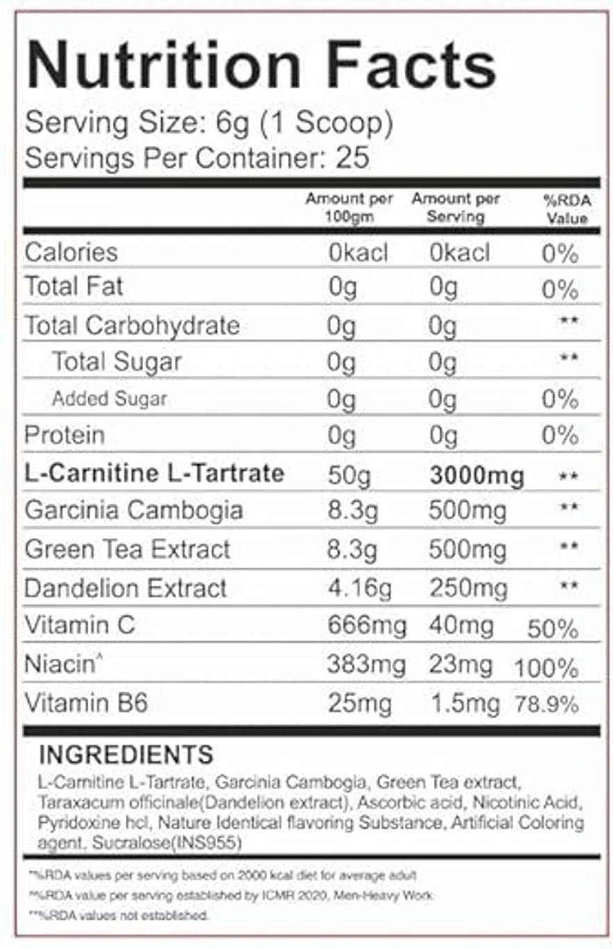redskull nutrition CARNIVOX 3000MG L CARNITINE |Triple Strength Formula |Fast-Acting for Fat Loss Pre Workout